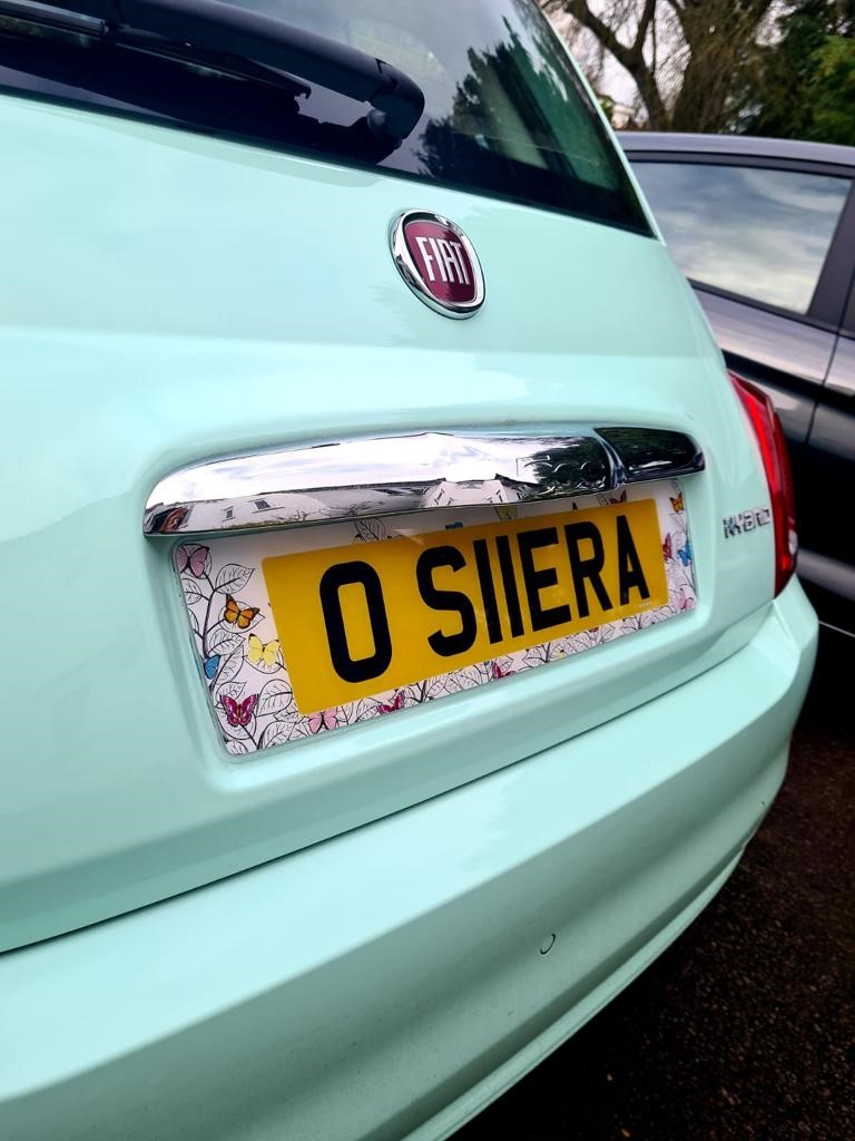 Fiat shaped number plate