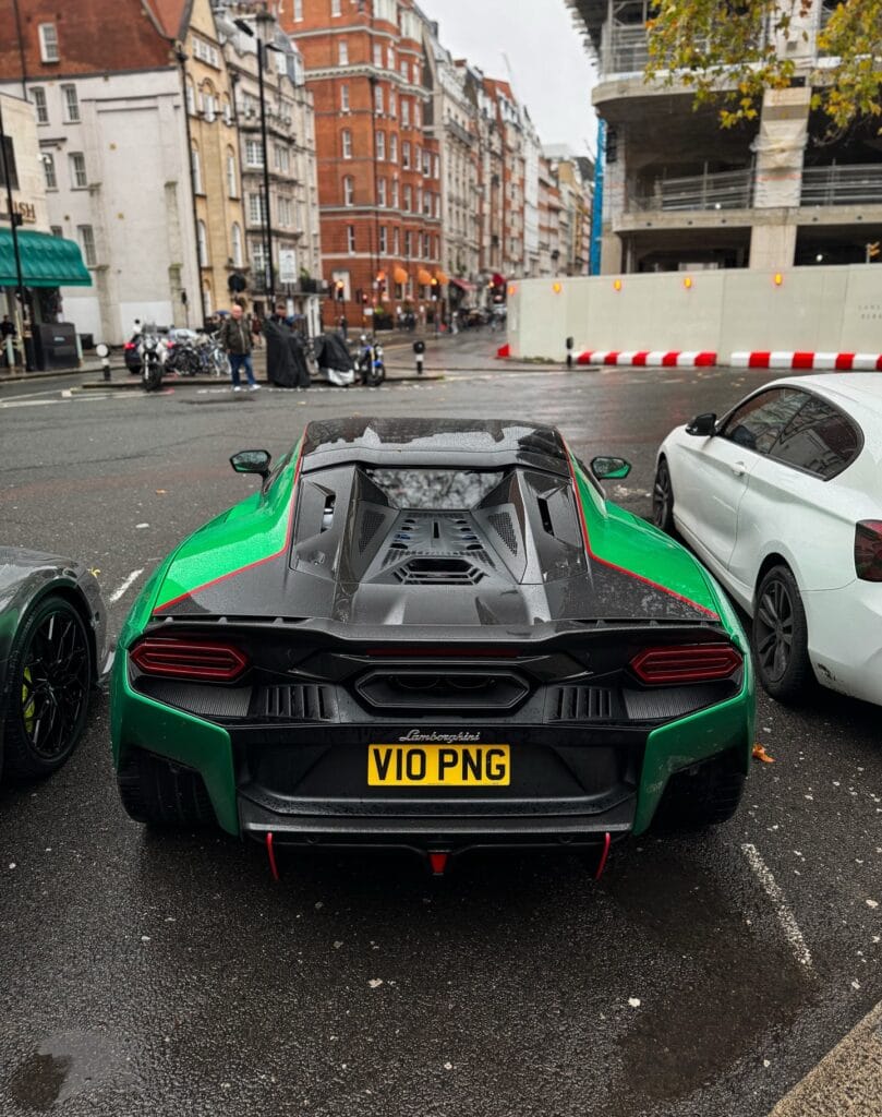 Fourdot Small number plates, bespoke personalised registration plate for Lamborghini Temerario