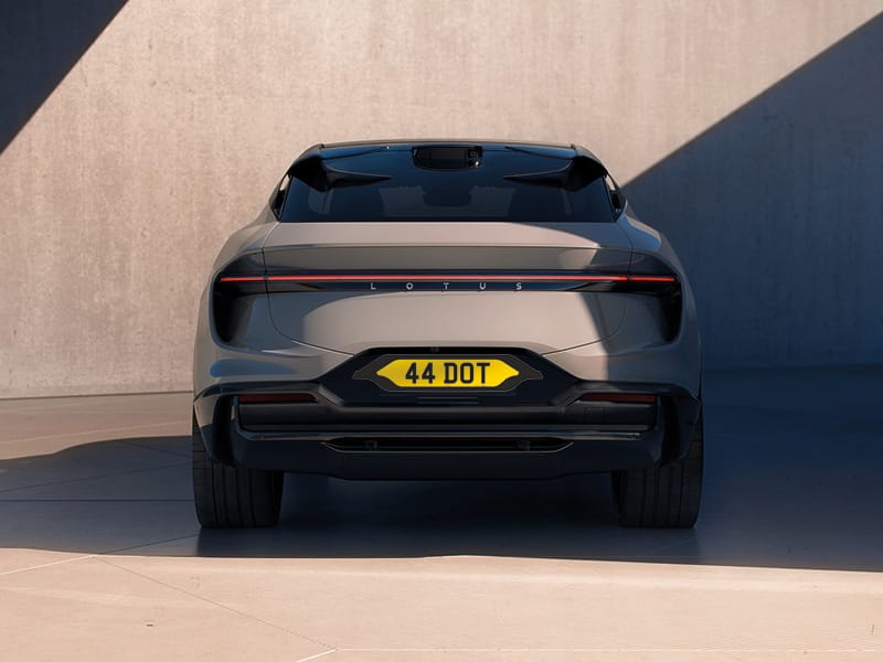 Rear of Lotus Eletre with Carbon Signature number plate